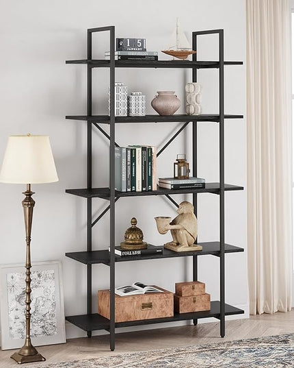 GAOMON 5 Tier Bookshelf, 67.9” Book Shelves for Living Room, Large Bookcase with 5 Open BookShelves, Display Shelves for Home Office, Study Room, Living Room, Bed Room-Black - LeafyLoom