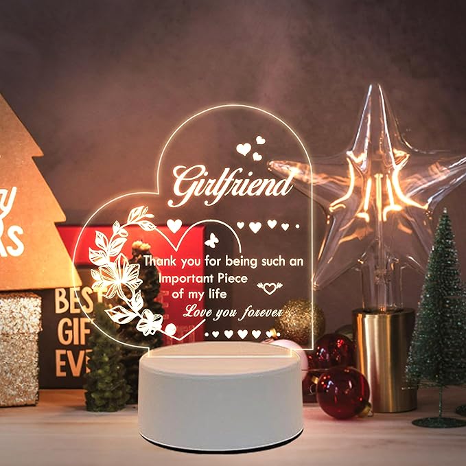 Girlfriend Gift, Birthday Gift for Girlfriend Night Light - Gift for Girlfriend Romantic, Anniversary Christmas Valentines Day Gifts for Girlfriend - LeafyLoom