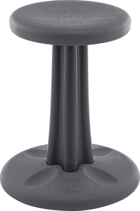 Kore Kids Junior Wobble Chair - Flexible Seating Stool for Classroom, Elementary School, ADD/ADHD - Made in The USA - Junior- Age 8-9, Grade 3-4, Grey (16in) - LeafyLoom