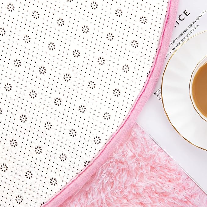 Noahas Fluffy Pink Rugs for Bedroom Girls,2'X 5' Oval Ultra Soft Bedroom Rugs,Cute Small Throw Rugs, Kids Room Carpet Modern Shaggy Area Rugs Home Decor - LeafyLoom