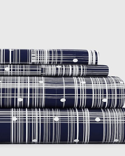 Linen Market 4 Piece Full Bedding Sheet Set (Navy Polka) - Sleep Better Than Ever with These Ultra-Soft & Cooling Bed Sheets for Your Full Size Bed - Deep Pocket Fits 16" Mattress - LeafyLoom
