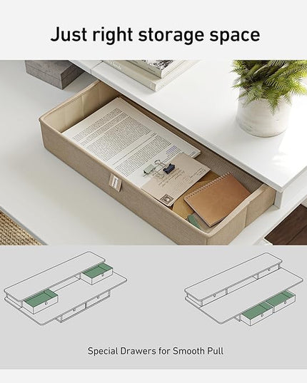 FEZIBO Sturdy Height Adjustable Electric Standing Desk with Drawers, 55 x 24 Inch Stand Up Table with Large Storage Shelf, Sit Stand Desk, White Top - LeafyLoom