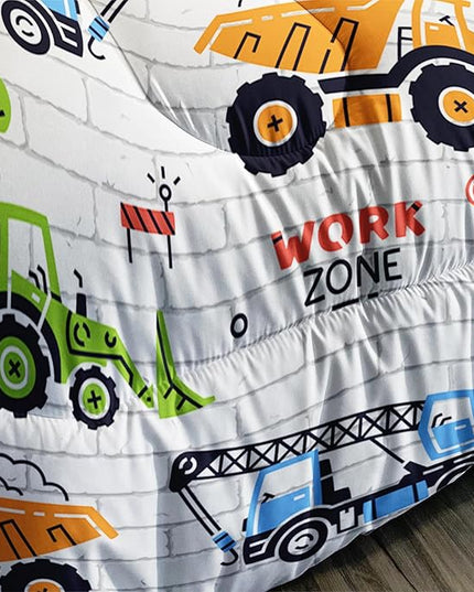Axolotl Construction Comforter Set Queen,Excavator Bedding Set,Construction Vehicles Comforter Set,Excavator Comforter,Excavator Tractor Trucks Bedding Set for Kids Boys Teens,1 Quilt 2 Pillowcases - LeafyLoom