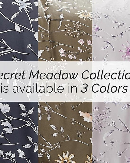 Southshore Fine Living, Inc. Twin Comforter Set, Down Alternative All-Season Floral Comforter with Matching Pillow Sham, Soft Microfiber Bedspread for Twin or Twin XL Bed, Secret Meadow Brown - LeafyLoom