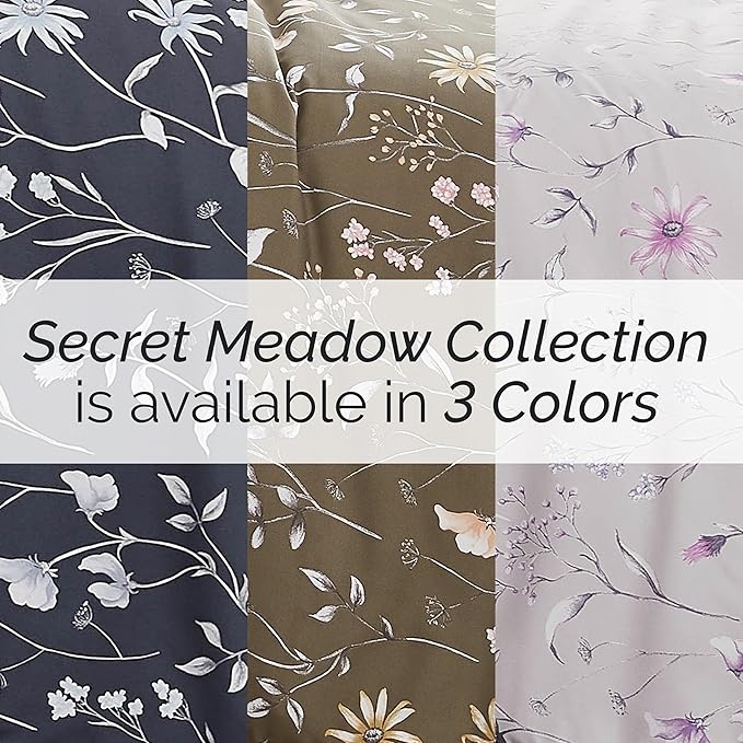 Southshore Fine Living, Inc. Twin Comforter Set, Down Alternative All-Season Floral Comforter with Matching Pillow Sham, Soft Microfiber Bedspread for Twin or Twin XL Bed, Secret Meadow Brown - LeafyLoom