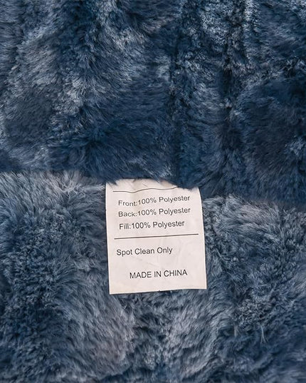 A Nice Night Faux Fur Soft Reading Pillow Bed Wedge Adult Backrest with Arms Back Support for Sitting Up in Bed/Couch for Bedrest,Tie Dyed Navy,Large - LeafyLoom