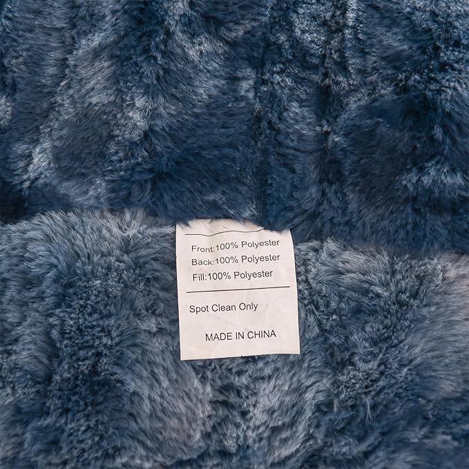 A Nice Night Faux Fur Soft Reading Pillow Bed Wedge Adult Backrest with Arms Back Support for Sitting Up in Bed/Couch for Bedrest,Tie Dyed Navy,Large - LeafyLoom