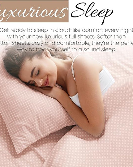 Linen Market 4 Piece Full Bedding Sheet Set (Pink Hearts) - Sleep Better Than Ever with These Ultra-Soft & Cooling Bed Sheets for Your Full Size Bed - Deep Pocket Fits 16" Mattress - LeafyLoom