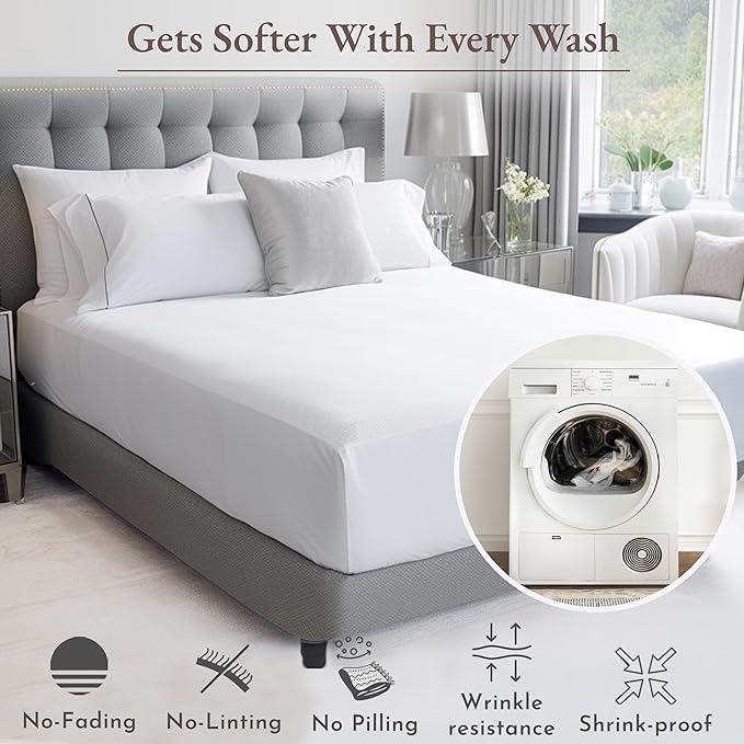 California Design Den Soft 100% Cotton Sheets Full Size Bed Sheet Set with Deep Pockets, 4 Piece Full Size Sheet Sets with Sateen Weave, Cooling Sheets (Light Grey) - LeafyLoom