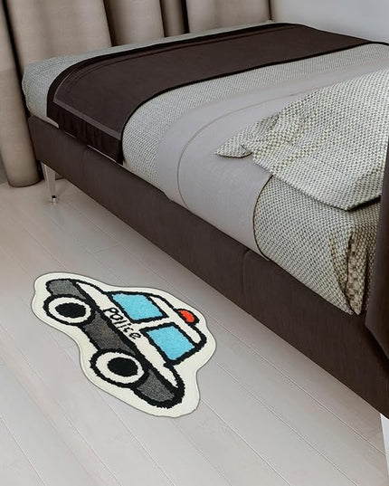 Bedroom or Bathroom Rug for kids - 24x16 in; 100% Soft Microfiber Kids Bathroom Mat; Decorative Kids Area Rug, for Boys Girls Kids, 18x24 Inches (Police Car) - LeafyLoom