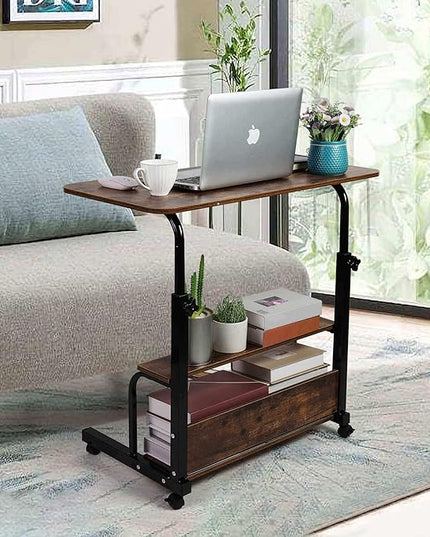 Portable Computer Desk Adjustable Home Office Desk Bedside Universal Movable Table Small Spaces Furniture Storage Convenient Desk Home Office Living Room Sofa Desk Size 15.7 * 31.5 Inch,Brownish - LeafyLoom