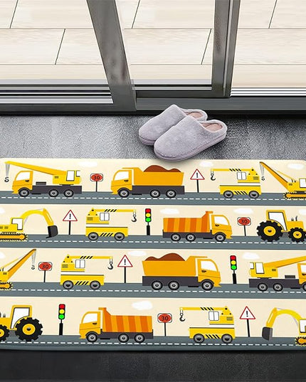 Construction Rug Car Rug Construction Rugs for Boys Room Cartoon Truck Area Rug Construction Play Mat Car Rug for Boys Room Construction Decor for Boys Room 2'×3' - LeafyLoom