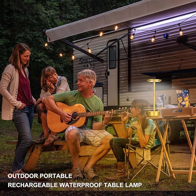 Cordless Table Lamps Rechargeable,Table Light USB Touch Bedside Battery Powered Table Lamp LED Portable Patio/Dining Table/bar 3-Level Brightnes [Burnished Gold] - LeafyLoom