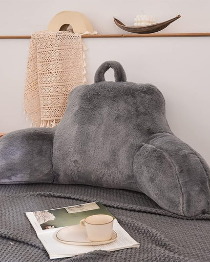 Aimuan Reading Pillow Bed Rest Wedge Large Adult Backrest Pillow with Arms Back Support for Sitting Up in Bed Cushion Incline Rest Sleeping Snoring Pillow, Grey Large - LeafyLoom