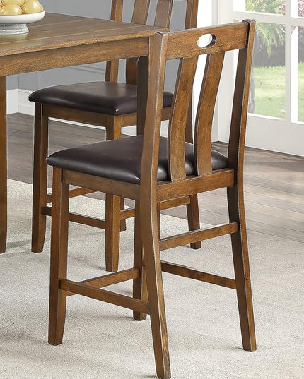 NicBex Small Kitchen Table Set for 4 Dining Room Table Set 5Pc Counter Height Set Dining Table and 4 Chairs Upholstered Seat for Small Space, Transitional Style, Wooden, Brown - LeafyLoom