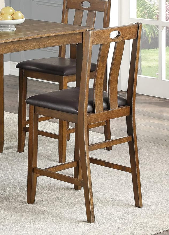 NicBex Small Kitchen Table Set for 4 Dining Room Table Set 5Pc Counter Height Set Dining Table and 4 Chairs Upholstered Seat for Small Space, Transitional Style, Wooden, Brown - LeafyLoom