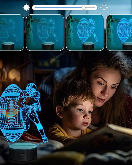 Attivolife Football Player 3D Nightlight, Rugby Illusion LED Lamp with Remote & Touch Control, 16 Colors Changing Dimmable, Great Bedside Decor Birthday GIft for Outsports Lover Children Kids Boys - LeafyLoom