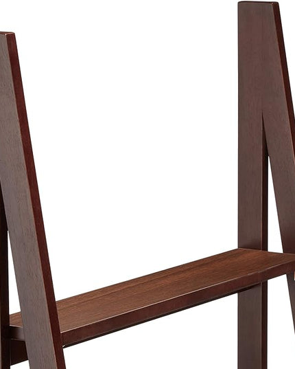 Amazon Basics Modern 5-Tier Ladder Bookshelf Organizer, Solid Rubberwood Frame, Espresso Finish, 14 D x 24.8 W x 70.1 H in - LeafyLoom