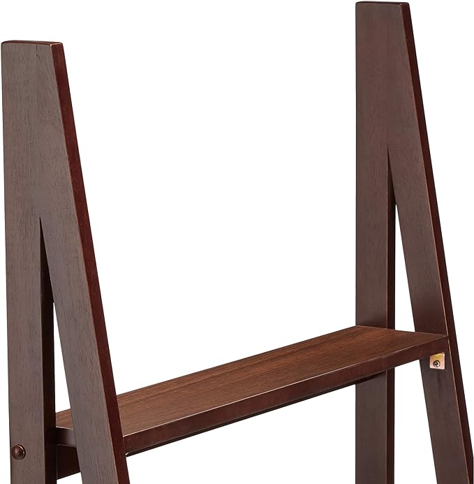 Amazon Basics Modern 5-Tier Ladder Bookshelf Organizer, Solid Rubberwood Frame, Espresso Finish, 14 D x 24.8 W x 70.1 H in - LeafyLoom