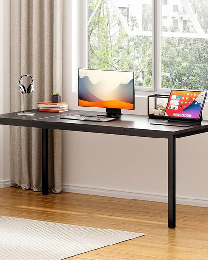 sogesfurniture 71 inches Office Desk Computer Desk Gaming Desk Computer Table Sturdy Writing Workstation for Home Office, Black - LeafyLoom