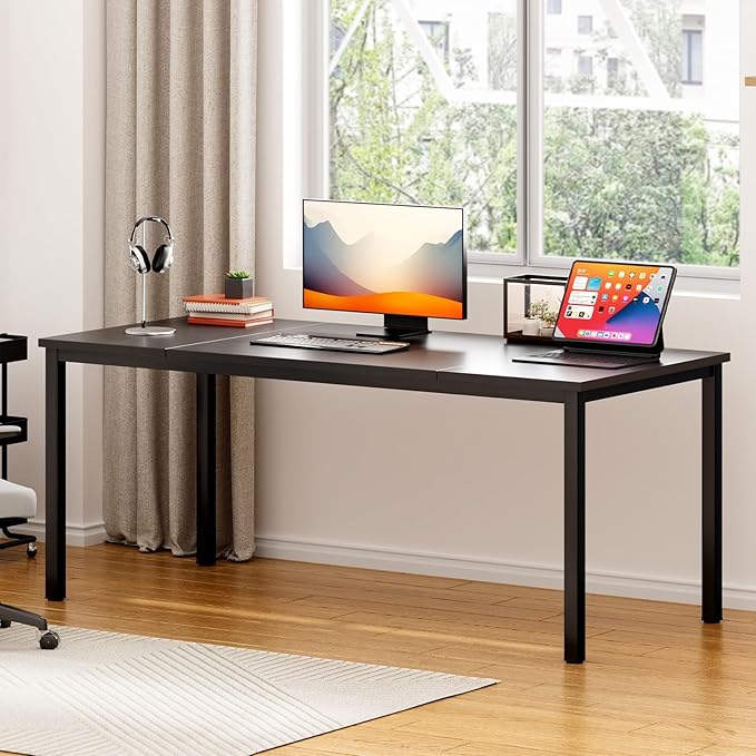 sogesfurniture 71 inches Office Desk Computer Desk Gaming Desk Computer Table Sturdy Writing Workstation for Home Office, Black - LeafyLoom