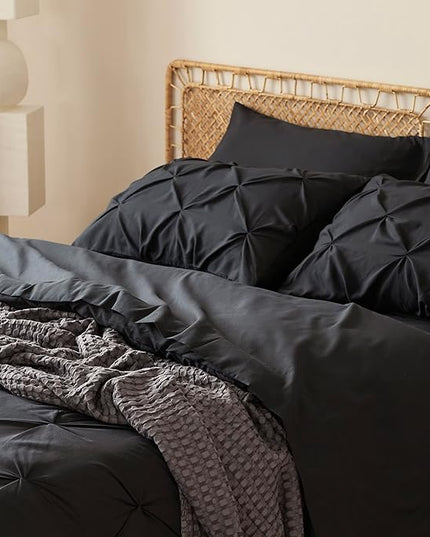 Bedsure Full Size Comforter Sets - Bedding Sets Full 7 Pieces, Bed in a Bag Black Bed Sets with Comforter, Sheets, Pillowcases & Shams, Adult & Kids Bedding - LeafyLoom
