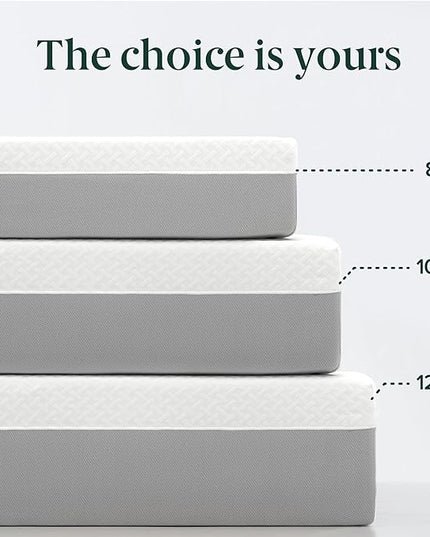 ZINUS 8 Inch Green Tea Essential Memory Foam Mattress [New Version], Queen, Fiberglass Free, Medium Feel, Breathable Airflow Memory Foam, Certified Safe Foams & Fabric, Mattress in A Box - LeafyLoom
