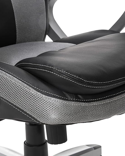 Serta Executive Office Padded Arms, Adjustable Ergonomic Gaming Desk Chair with Lumbar Support, Faux Leather and Mesh, Gray/Black - LeafyLoom