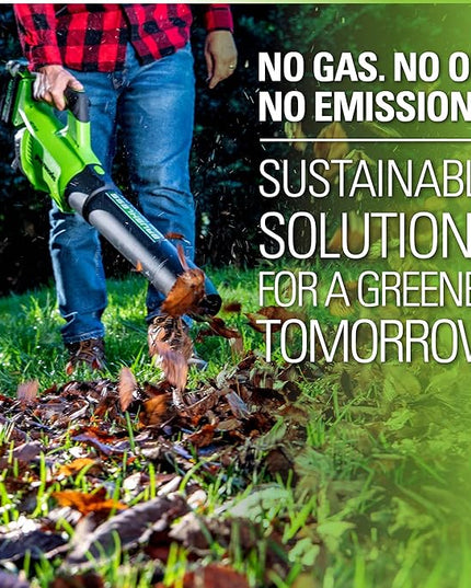 Greenworks 40V (130 MPH / 550 CFM / 75+ Compatible Tools) Cordless Brushless Axial Leaf Blower, Tool Only - LeafyLoom