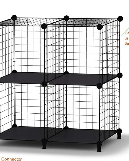 HOMIDEC Wire Cube Storage, Storage Shelves 4 Cube Bookshelf Bookcase Closet Organizer and Storage, Wire Storage Shelves Multi-Use DIY Storage Cube Shelf for Books, Toys, Clothes, Tools - LeafyLoom