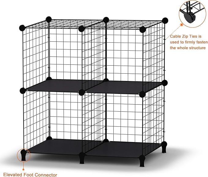 HOMIDEC Wire Cube Storage, Storage Shelves 4 Cube Bookshelf Bookcase Closet Organizer and Storage, Wire Storage Shelves Multi-Use DIY Storage Cube Shelf for Books, Toys, Clothes, Tools - LeafyLoom