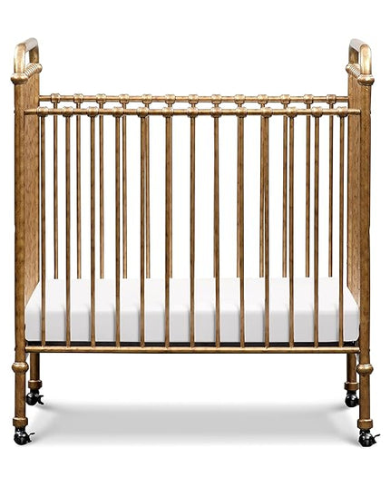 NAMESAKE Abigail 3-in-1 Convertible Mini Metal Crib in Vintage Gold, Greenguard Gold Certified - LeafyLoom