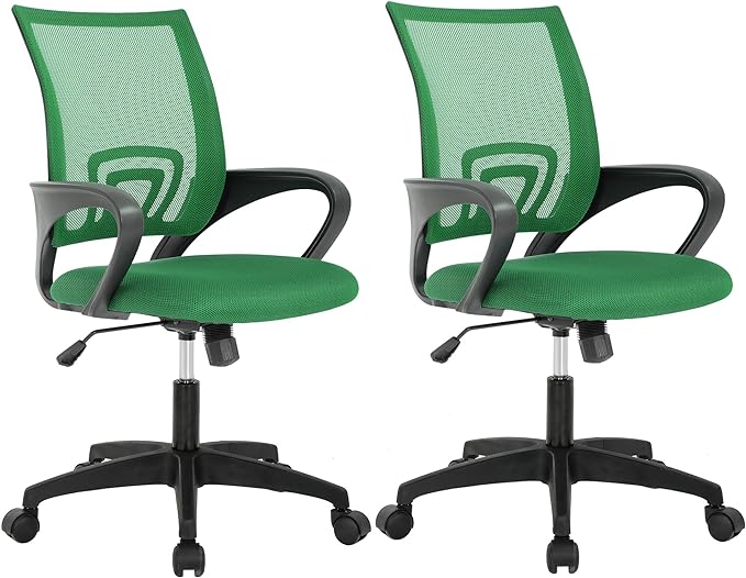 BestOffice Home Office Chair Ergonomic Desk Chair Mesh Computer Chair with Lumbar Support Armrest Executive Rolling Swivel Adjustable Mid Back Task Chair,Green - LeafyLoom