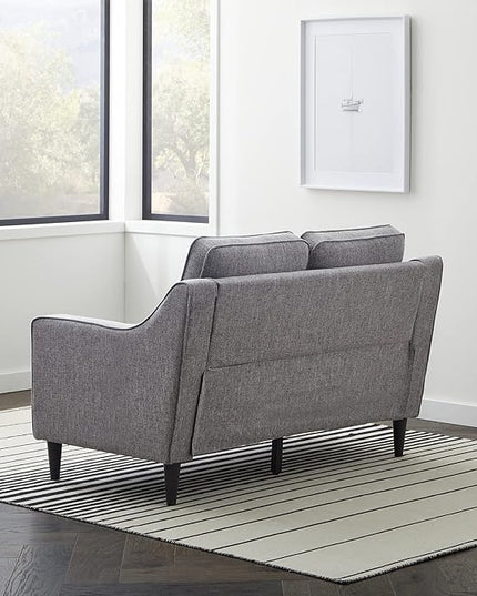 Edenbrook Jensen Upholstered Loveseat - Gray Upholstered Loveseat - Living Room Furniture - Small Loveseat- Seats Two - Scoop Arm Modern Couch - Couches for Living Room, Loveseat - LeafyLoom