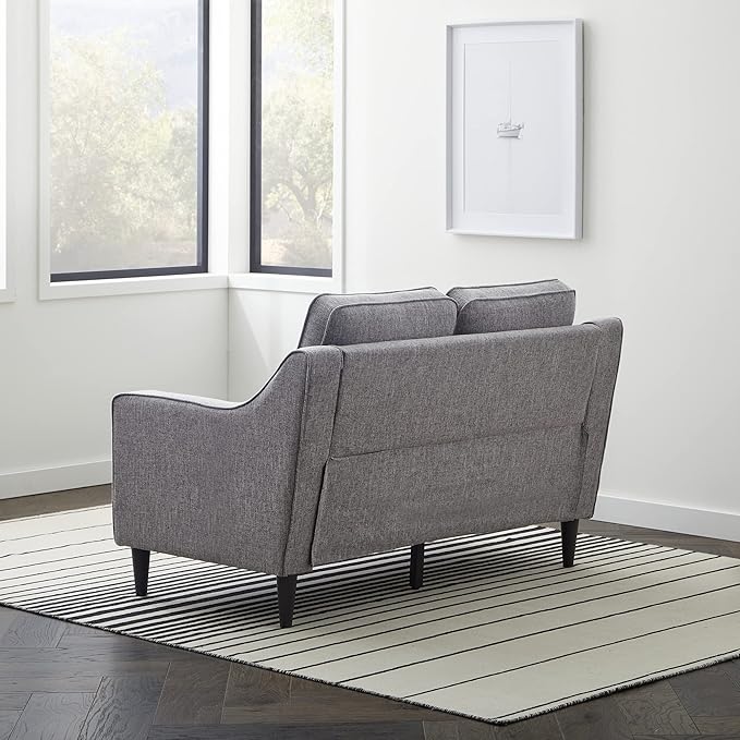 Edenbrook Jensen Upholstered Loveseat - Gray Upholstered Loveseat - Living Room Furniture - Small Loveseat- Seats Two - Scoop Arm Modern Couch - Couches for Living Room, Loveseat - LeafyLoom