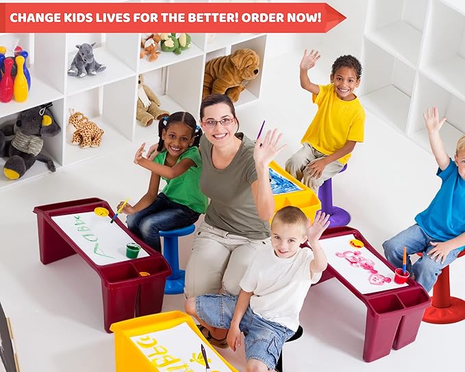 Studico ActiveChairs Kids Wobble Stool, Flexible Seating for Preschool & Elementary Classrooms. Improves Focus & Posture, Helps ADHA/ADD, Wiggle Seat, [Active Desk Chairs], 14" Stool, Ages 3-7, Red - LeafyLoom