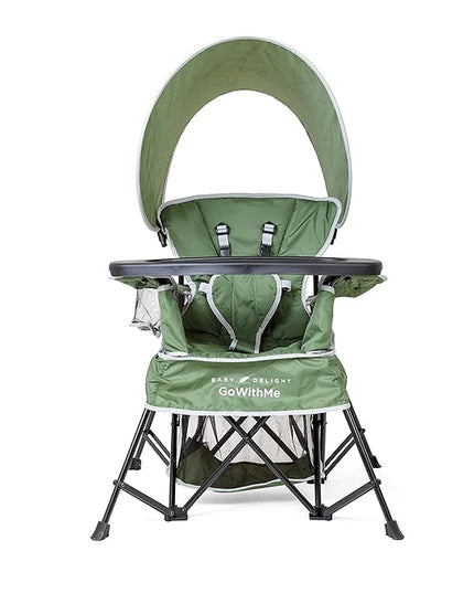 Baby Delight Go with Me Venture Portable Chair | Indoor and Outdoor | Sun Canopy | 3 Child Growth Stages | Moss Bud Green - LeafyLoom