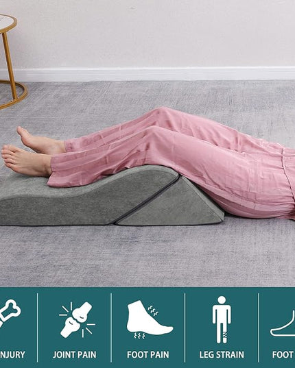 baibu 20 in Bed Wedge Pillow Set Foam | Adjustable Pillows for Back, Leg and Knee Pain Relief | Post Surgery Ortho Pillow – Anti Snoring, Heartburn, Acid Reflux & GRED (Gray) - LeafyLoom