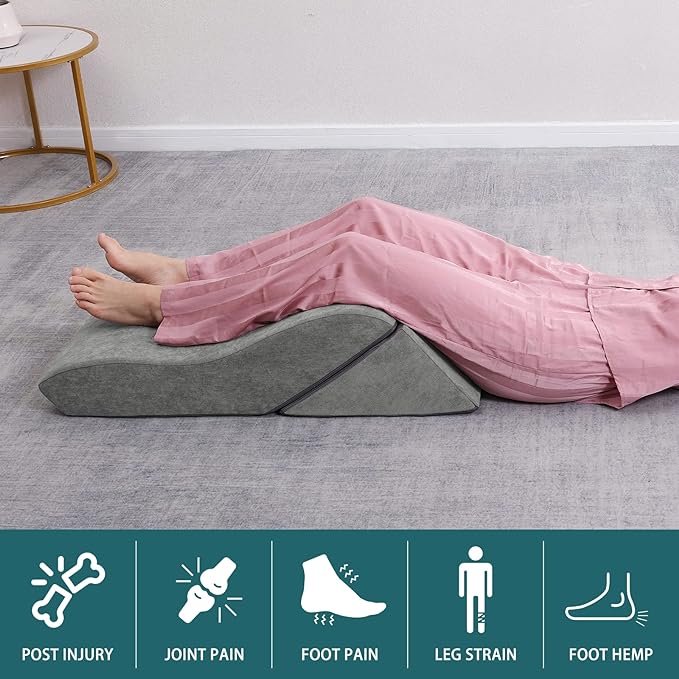 baibu 20 in Bed Wedge Pillow Set Foam | Adjustable Pillows for Back, Leg and Knee Pain Relief | Post Surgery Ortho Pillow – Anti Snoring, Heartburn, Acid Reflux & GRED (Gray) - LeafyLoom
