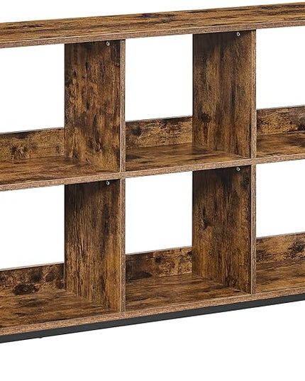 VASAGLE Bookshelf, Cube Shelf, Console Table, TV Stand with 6 Storage Cubes, for Office, Living Room, Bedroom, 13 x 47.2 x 31.5 Inches Industrial Design, Rustic Brown and Black ULLS104B01 - LeafyLoom