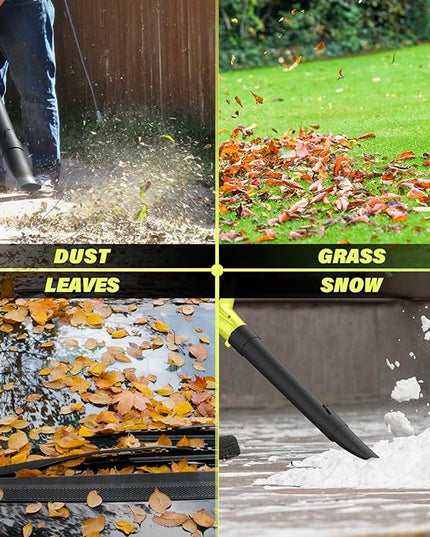 SOYUS Leaf Blower, 20V Leaf Blower Cordless with 2x2.0Ah Battery and Charger, 150 MPH Electric Leaf Blower with Two-Speed Mode, Blowers for Lawn Care, Debris Dust Cleaning(Green) - LeafyLoom