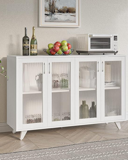 Panana Kitchen Buffet Server Table Accent Sideboard Cupboard Server Buffet Console Table with Doors Cabinet (49inch, white) - LeafyLoom