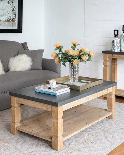 NicBex Coffee Table Wooden Coffee Table with Storage Rectangle Center Tables with Bottom Shelf Dining Table for Living Room, Dining Room, Office, and Bedroom,47.8" W, Brown+Gray - LeafyLoom