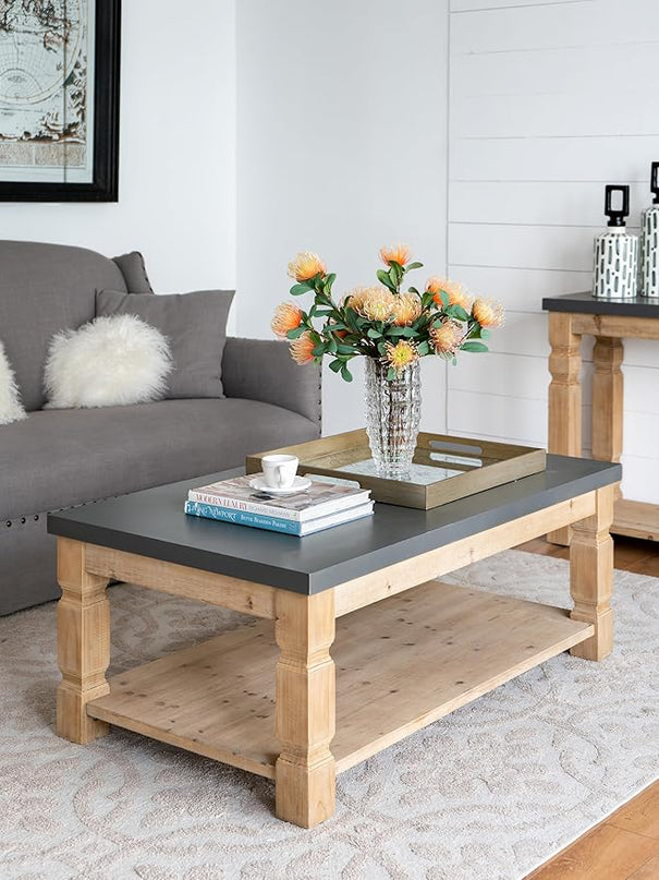 NicBex Coffee Table Wooden Coffee Table with Storage Rectangle Center Tables with Bottom Shelf Dining Table for Living Room, Dining Room, Office, and Bedroom,47.8" W, Brown+Gray - LeafyLoom