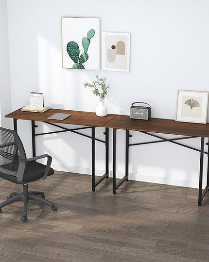 47 inch Folding Desk No Assembly Required, Writing Gaming Computer Camping Table, Home Office Desk, Mahogany - LeafyLoom