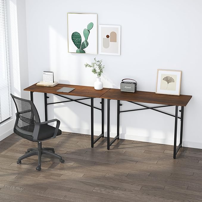 47 inch Folding Desk No Assembly Required, Writing Gaming Computer Camping Table, Home Office Desk, Mahogany - LeafyLoom