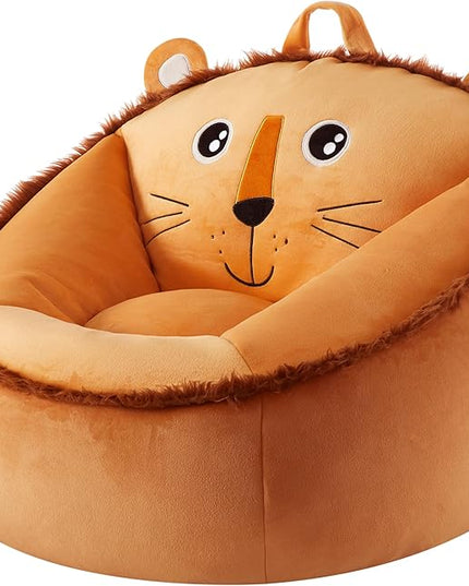 Heritage Kids Micromink Squishy Bean Bag Chair for Kids Ages 3+, Figural Lion - LeafyLoom