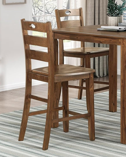 NicBex Dining Table Set for 4 Kitchen Table Set Counter Height 5pc Dining Set Table and 4 Counter Height Chairs for Breakfast Nook and Small Space, Transitional Style, Walnut - LeafyLoom