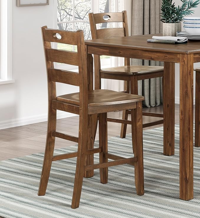 NicBex Dining Table Set for 4 Kitchen Table Set Counter Height 5pc Dining Set Table and 4 Counter Height Chairs for Breakfast Nook and Small Space, Transitional Style, Walnut - LeafyLoom