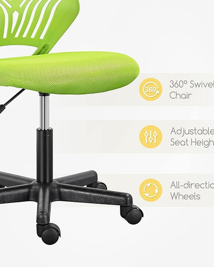 Yaheetech Kids Cute Desk Chair Small Computer Desk Chair for Teens Low-Back Armless Study Chair Swivel Task Chair Bedroom School Chair with Lumbar Support, Green - LeafyLoom